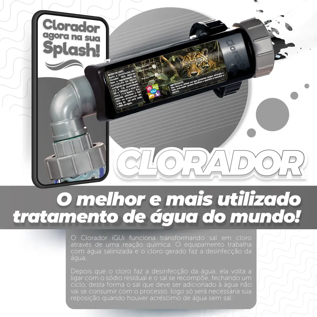 O mais utilizado tratamento de água de piscina - Clorador iGUi