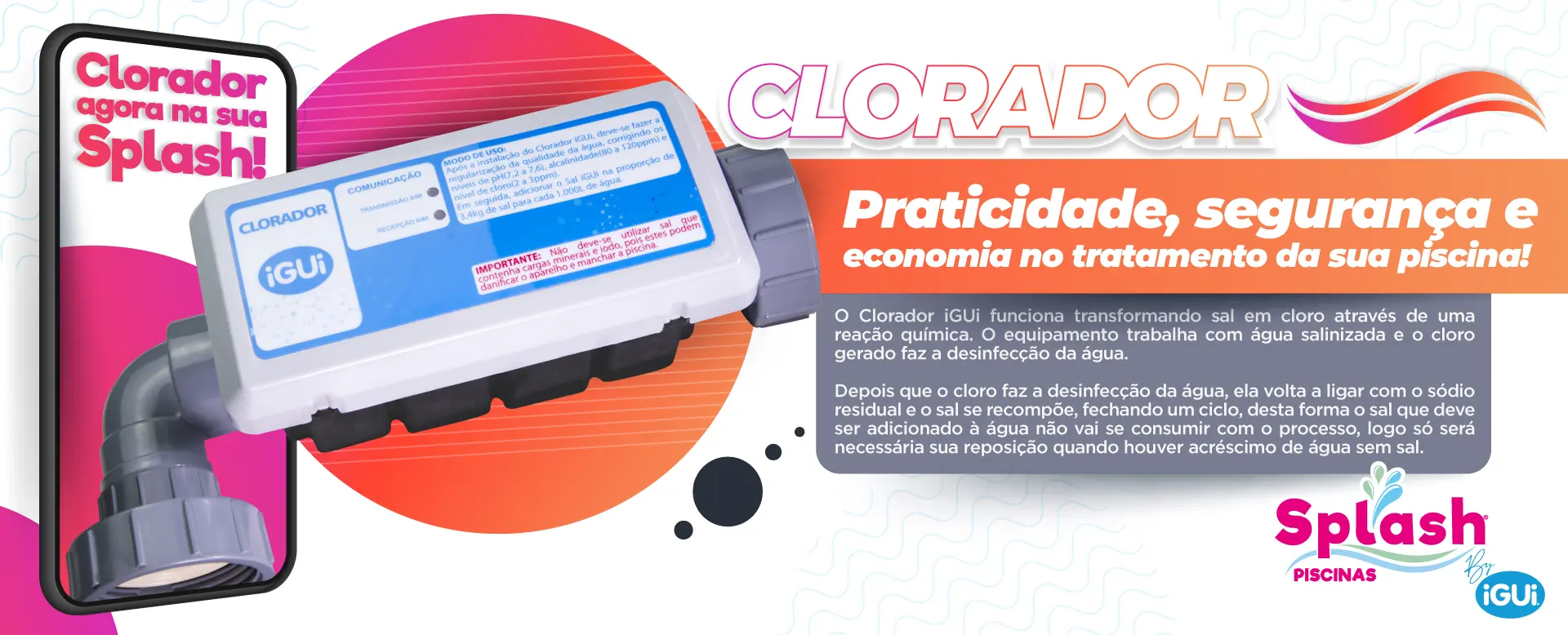 O mais utilizado tratamento de água de piscina - Clorador iGUi
