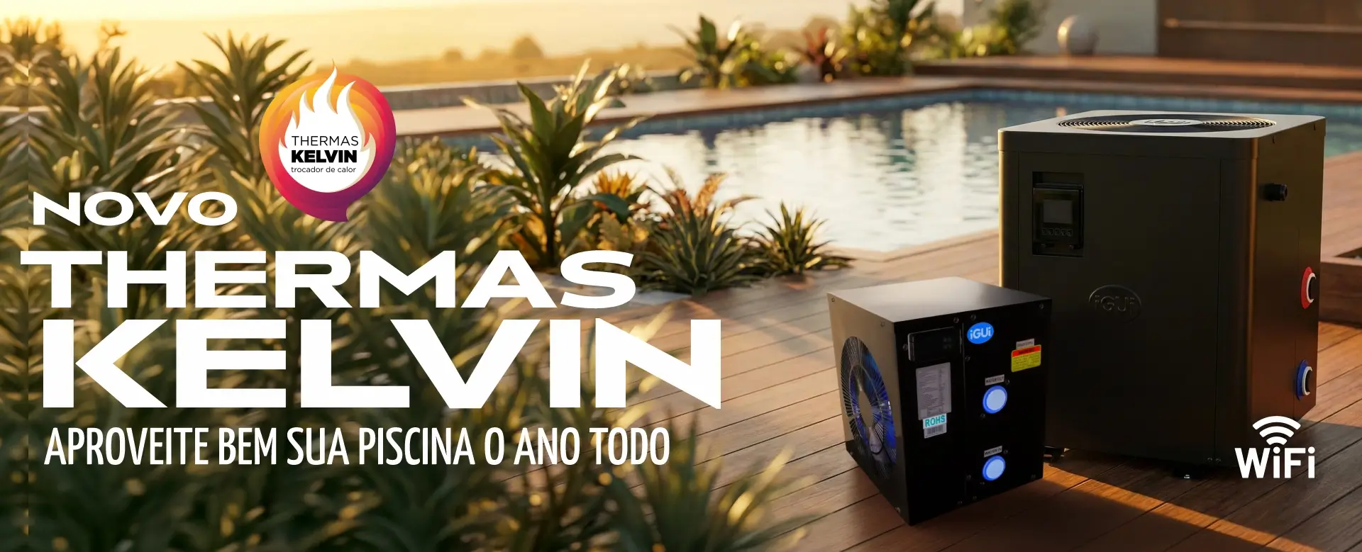 Mantenha sua piscina aquecida o ano todo com o Thermas Kelvin